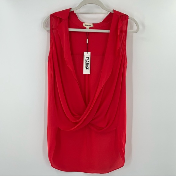 L'Agence Freja Draped Blouse in Hibiscus NWT size XS - Picture 4 of 10